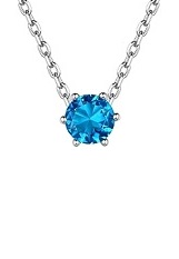 catchy silver round rolo chain December birthstone baby necklace